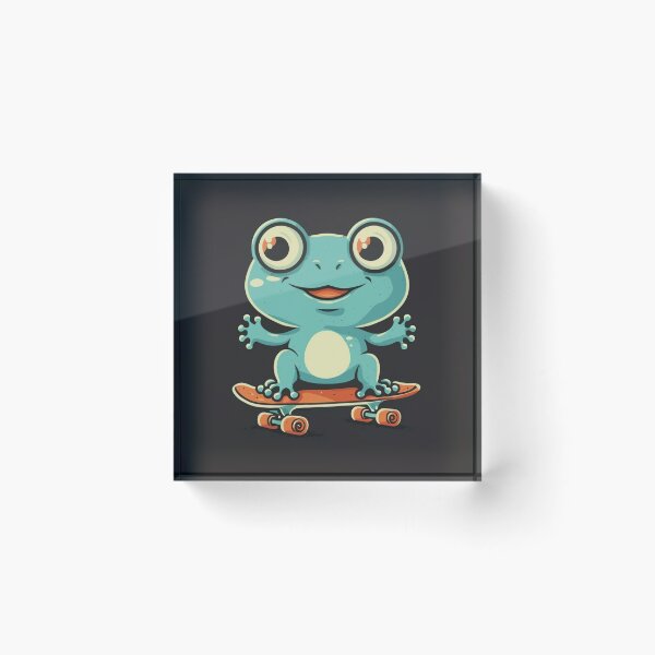Item preview, Funny cute kawaii style frog riding a skateboard designed and sold by Trend-Beaver.