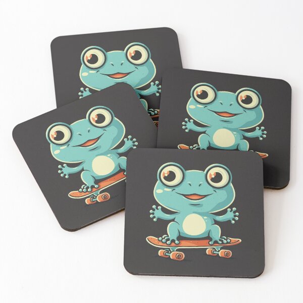 Item preview, Funny cute kawaii style frog riding a skateboard designed and sold by Trend-Beaver.