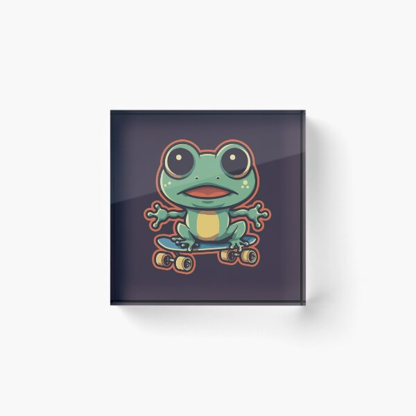 Item preview, Funny cute kawaii style frog riding a skateboard designed and sold by Trend-Beaver.