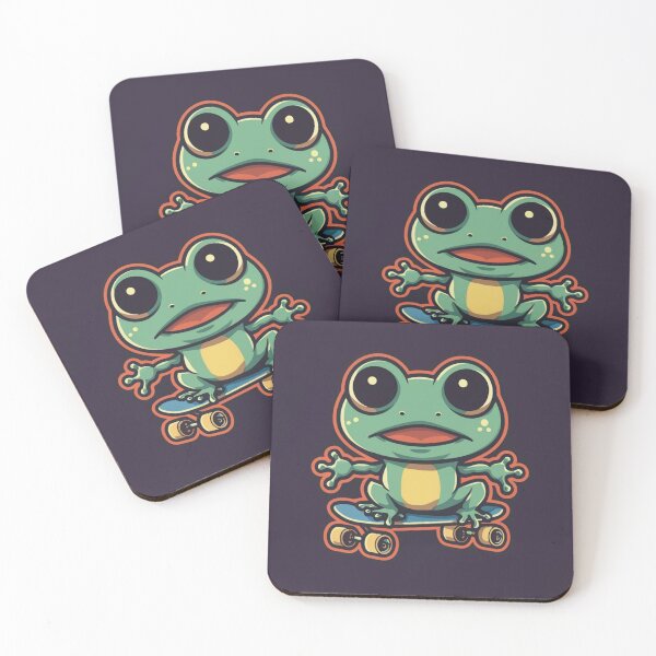 Item preview, Funny cute kawaii style frog riding a skateboard designed and sold by Trend-Beaver.