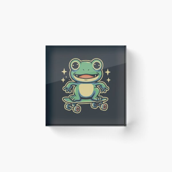 Item preview, Funny cute kawaii style frog riding a skateboard designed and sold by Trend-Beaver.
