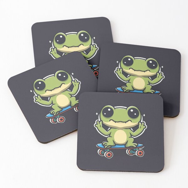 Item preview, Funny cute kawaii style frog riding a skateboard designed and sold by Trend-Beaver.