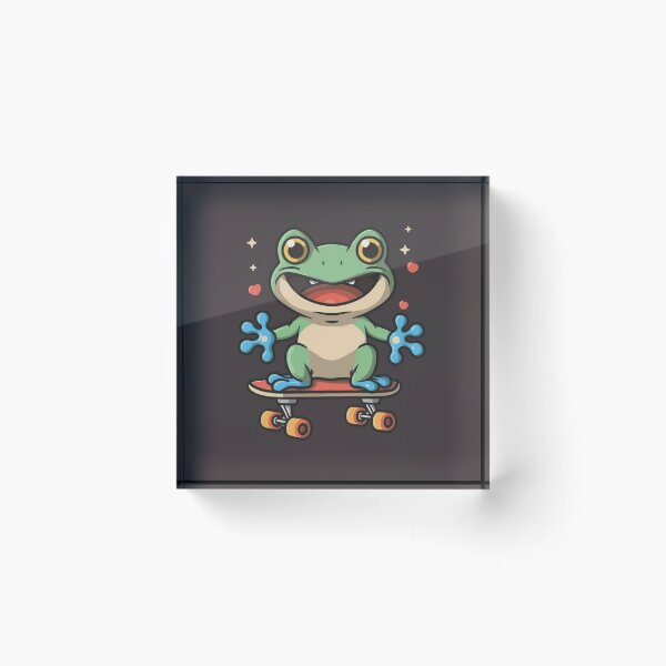 Item preview, Funny cute kawaii style frog riding a skateboard designed and sold by Trend-Beaver.