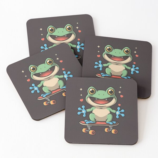 Item preview, Funny cute kawaii style frog riding a skateboard designed and sold by Trend-Beaver.