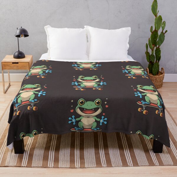 Item preview, Funny cute kawaii style frog riding a skateboard designed and sold by Trend-Beaver.