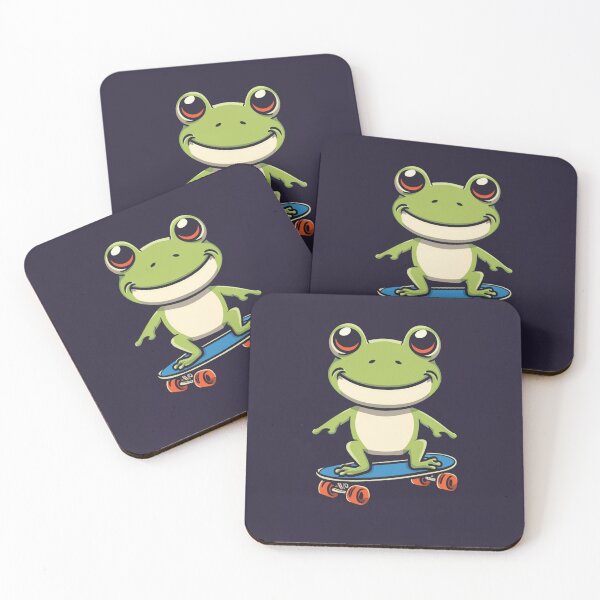 Item preview, Funny cute kawaii style frog riding a skateboard designed and sold by Trend-Beaver.