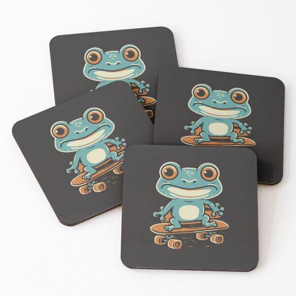 Item preview, Funny cute kawaii style frog riding a skateboard designed and sold by Trend-Beaver.
