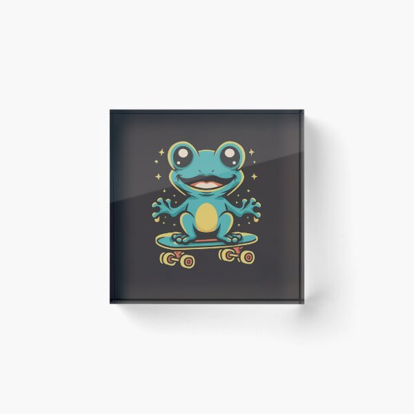 Item preview, Funny cute kawaii style frog riding a skateboard designed and sold by Trend-Beaver.