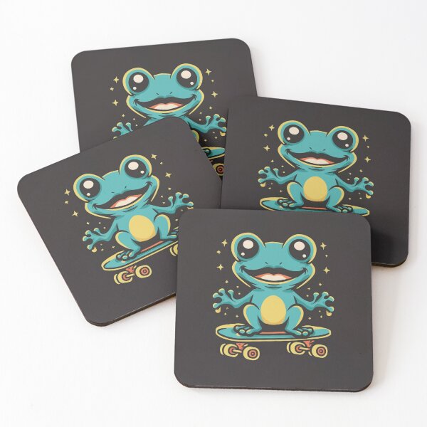 Item preview, Funny cute kawaii style frog riding a skateboard designed and sold by Trend-Beaver.