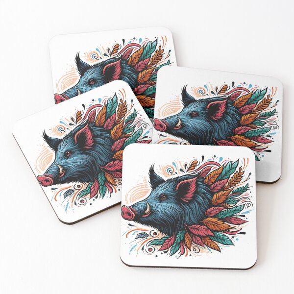 Item preview, A beautiful wild boar with various colorful leaves designed and sold by Marcoshop10.