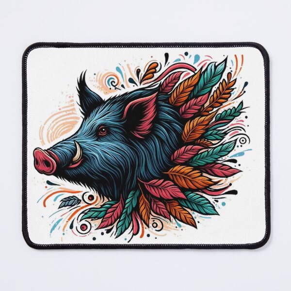 Item preview, A beautiful wild boar with various colorful leaves designed and sold by Marcoshop10.