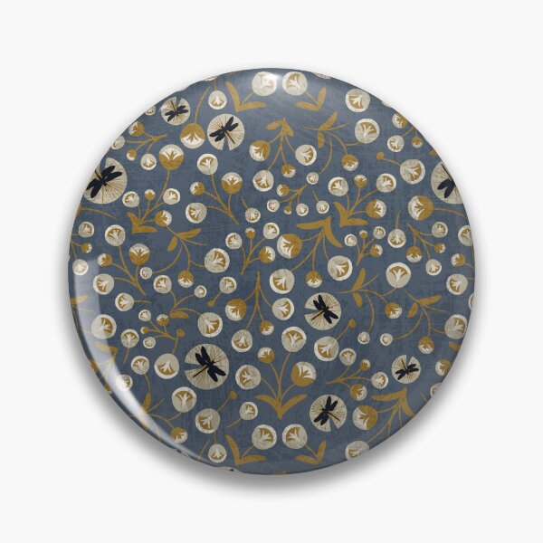 Item preview, Blue and Gold Retro modern poppy most peculiar floral pattern designed and sold by PerlaDesignArt.