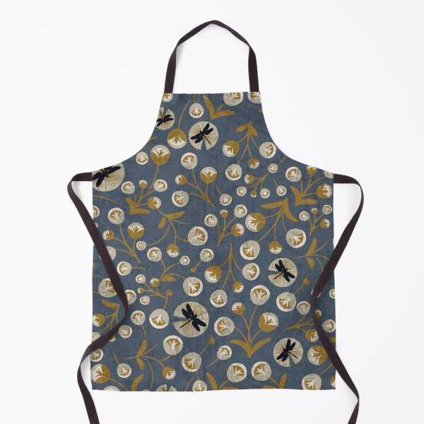 Item preview, Blue and Gold Retro modern poppy most peculiar floral pattern designed and sold by PerlaDesignArt.
