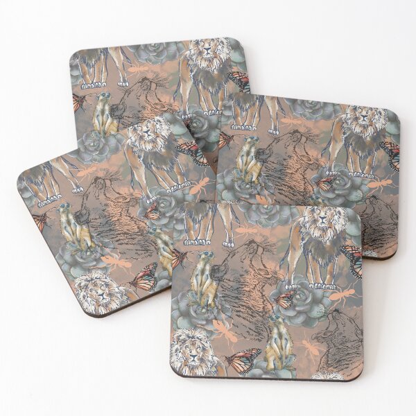 Item preview, Lion, Lioness, Butterflies, Ants, Jungle flowers in the Savannah pattern designed and sold by DebbieJoyArt.