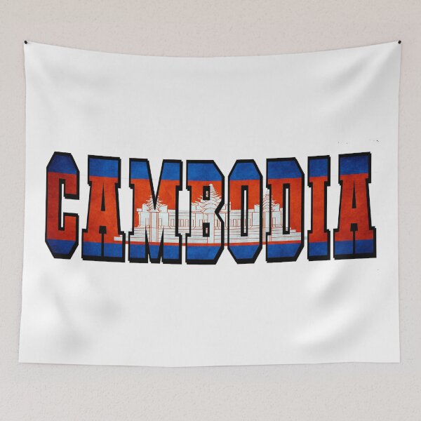 Item preview, Cambodia Country Flag Typography designed and sold by TravelWish.