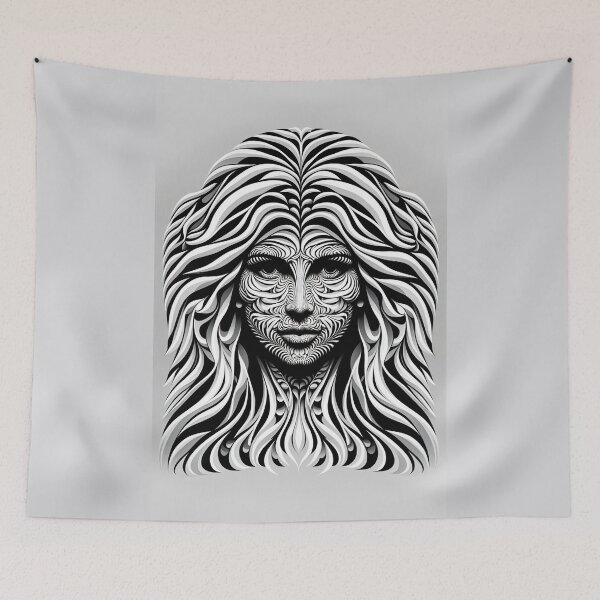 Item preview, Optical illusion image of a female figure that at first glance appears as an abstract pattern designed and sold by AndreaMart.