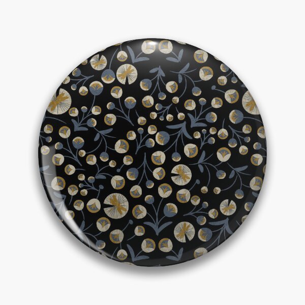 Item preview, Black and Gold Retro modern poppy most peculiar floral pattern designed and sold by PerlaDesignArt.
