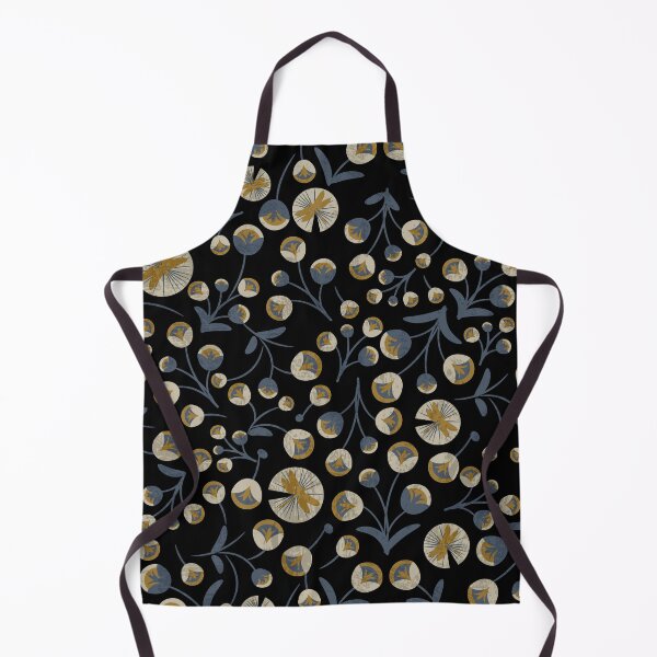 Item preview, Black and Gold Retro modern poppy most peculiar floral pattern designed and sold by PerlaDesignArt.