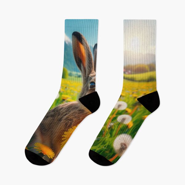Artikelvorschau, Ein Hase auf einem Frühlingsfeld mit Löwenzahn und Frühlingssonne entworfen und verkauft von kathleenjean.