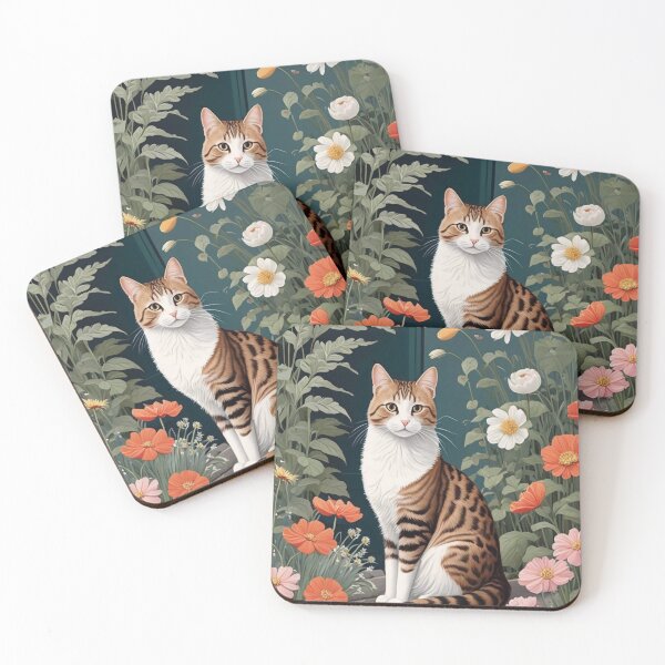 Item preview, Fancy cat in a flower garden designed and sold by M-Y-A-R-T-.