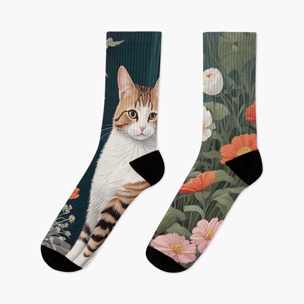 Item preview, Fancy cat in a flower garden designed and sold by M-Y-A-R-T-.