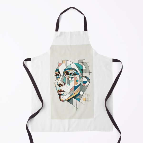 Item preview, Portrait of a female face composed of various geometric shapes, such as squares, triangles, and circles, in pastel colors designed and sold by AndreaMart.