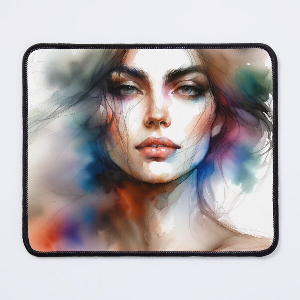 Item preview, Portrait of a woman created using watercolor technique, with blurred and intermingling colors  designed and sold by AndreaMart.