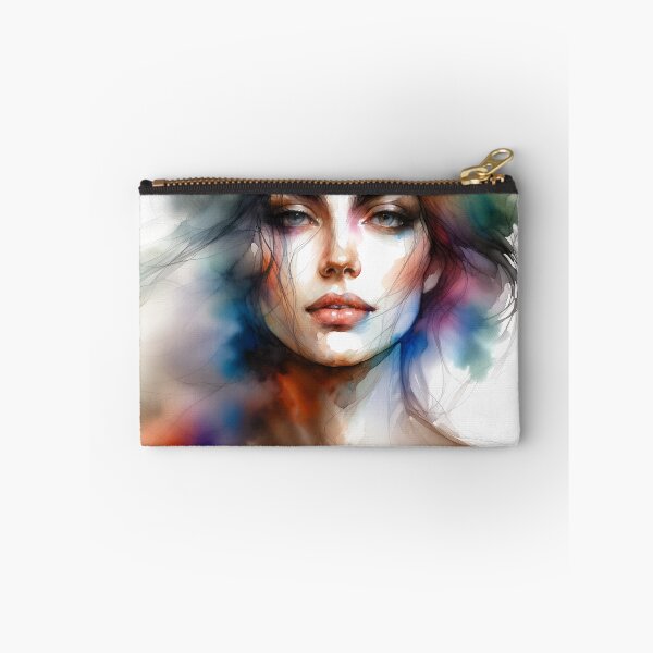 Item preview, Portrait of a woman created using watercolor technique, with blurred and intermingling colors designed and sold by AndreaMart.