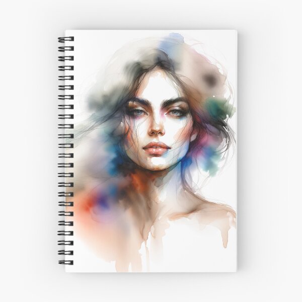 Item preview, Portrait of a woman created using watercolor technique, with blurred and intermingling colors designed and sold by AndreaMart.