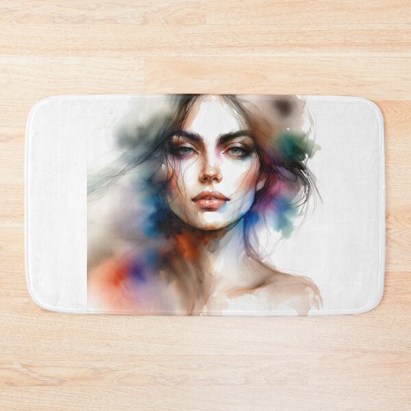Item preview, Portrait of a woman created using watercolor technique, with blurred and intermingling colors designed and sold by AndreaMart.