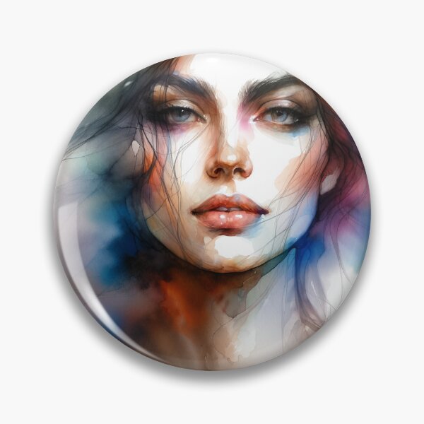 Item preview, Portrait of a woman created using watercolor technique, with blurred and intermingling colors designed and sold by AndreaMart.