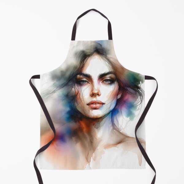 Item preview, Portrait of a woman created using watercolor technique, with blurred and intermingling colors designed and sold by AndreaMart.