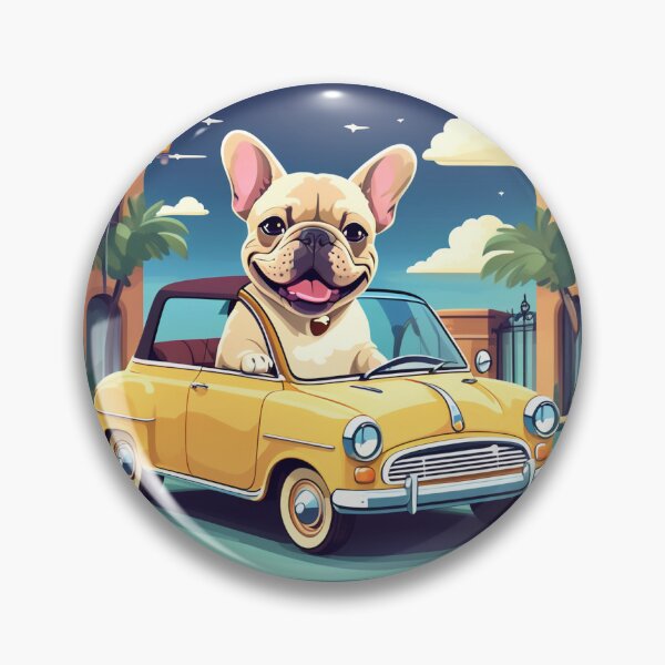 Item preview, FREBCH BULLDOG & CAR designed and sold by AmazingBackDrop.