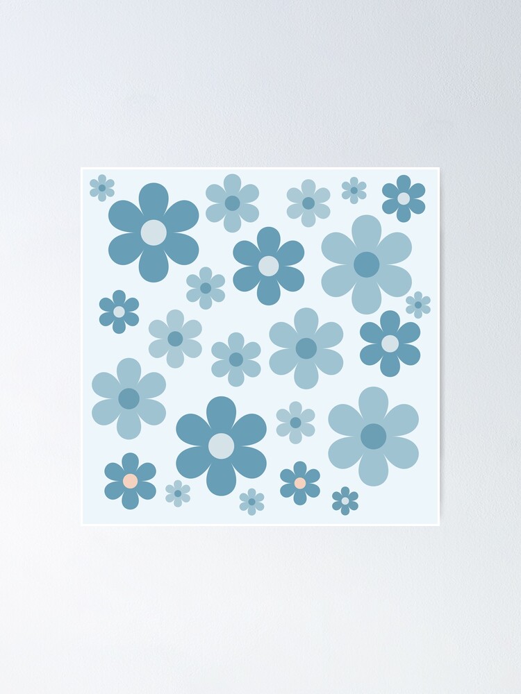 Thumbnail 1 of 3, Poster, blue floral pattern designed and sold by TrPatternLab.