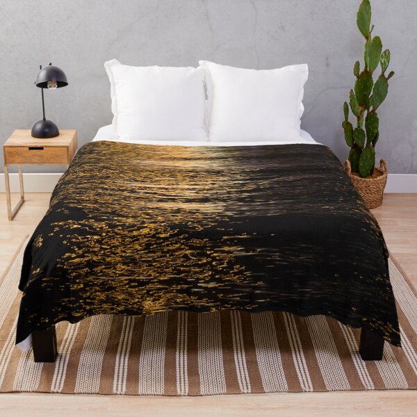 Item preview, Abstract night lights sea shiny bronze brown black reflection Photo of glistening shining water designed and sold by PLdesign.