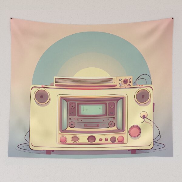 Item preview, Vintage Vibe Pastel Color Retro Radio Drawing designed and sold by thejoyker1986.