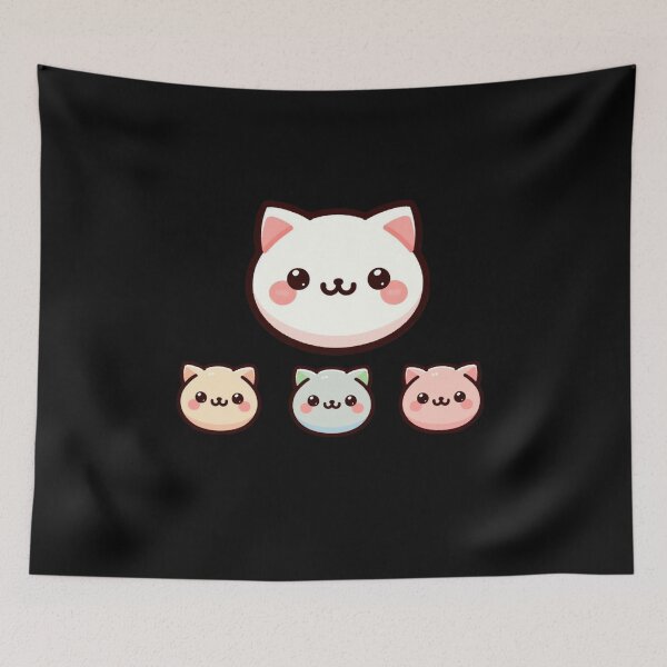 Item preview, Four Little Cute Cat Faces, Kawaii Cats, Cat Clipart designed and sold by SnuggleSafari.