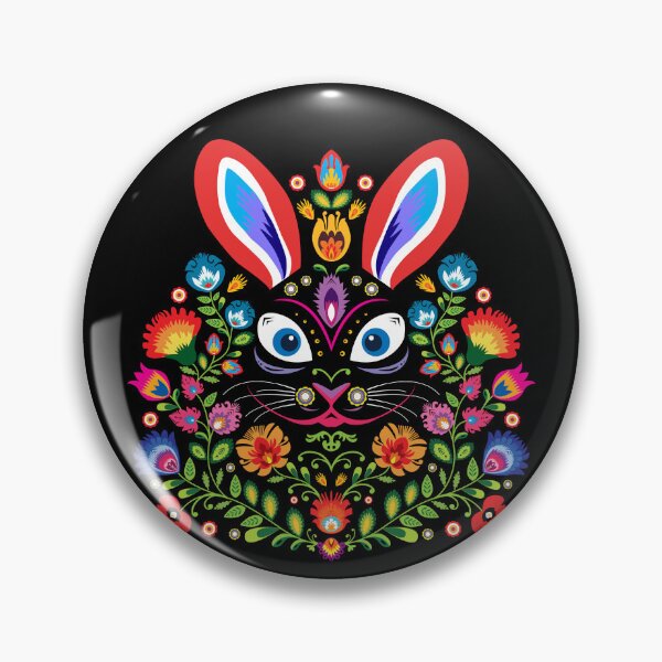 Item preview, Cute Bunny in folklore Style - black background designed and sold by FK-UK.