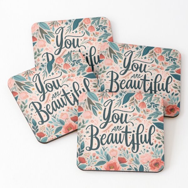 Item preview, You Are Beautiful - Motivational Quote with Floral Background designed and sold by DethLock.