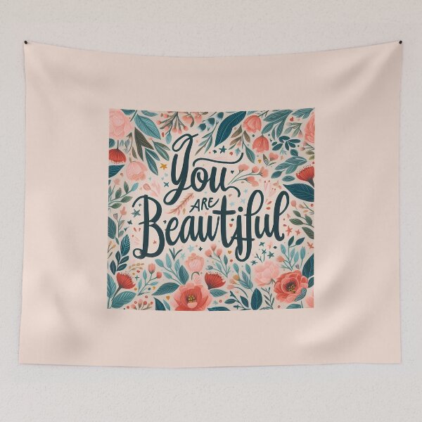 Item preview, You Are Beautiful - Motivational Quote with Floral Background designed and sold by DethLock.