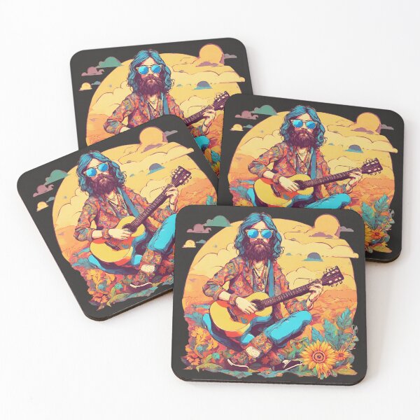 Item preview, Free Spirit: Vintage Hippie in Harmony with her Guitar designed and sold by Aurorartsprint.