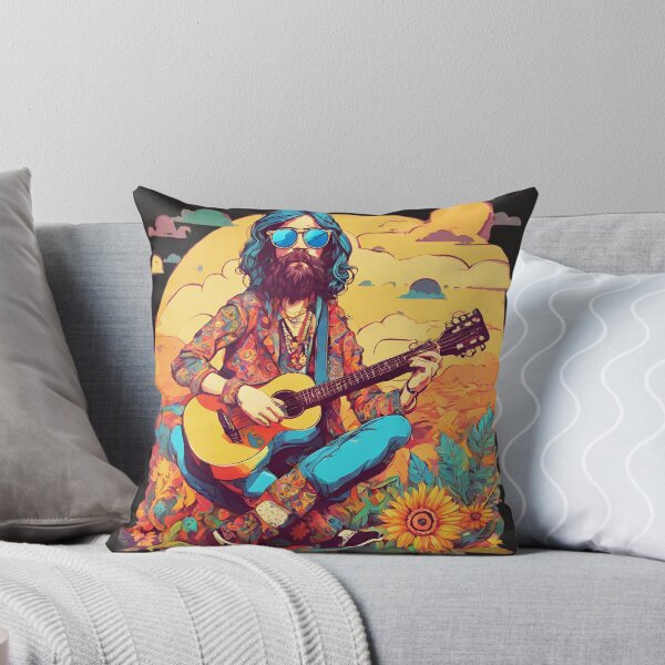 Item preview, Free Spirit: Vintage Hippie in Harmony with her Guitar designed and sold by Aurorartsprint.