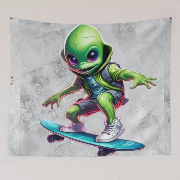 Item preview, Small Alien riding a Skateboard designed and sold by Casanova7000.