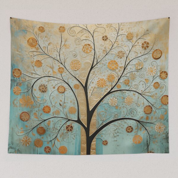 Item preview, Golden tree with orange flowers designed and sold by celiacreatec.