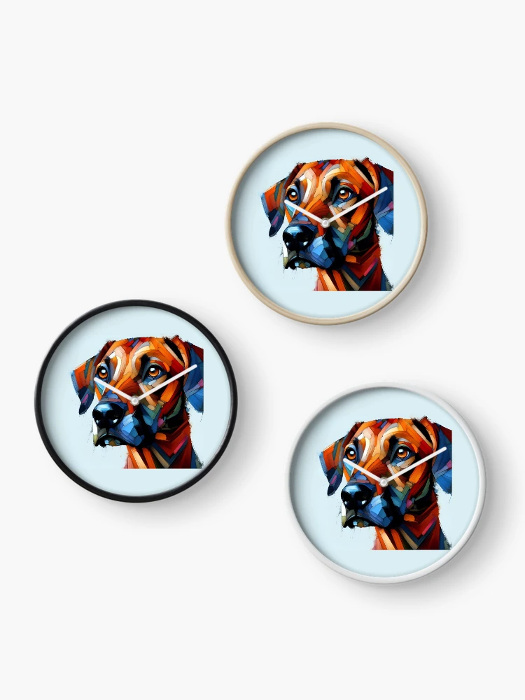 Thumbnail 3 of 4, Clock, Expressive Rhodesian Ridgeback Design designed and sold by PawspectCreate.