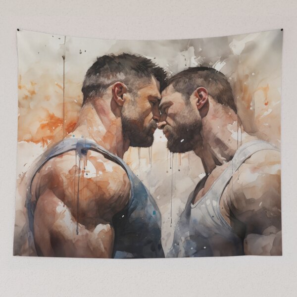 Item preview, Gay Bodybuilder Oil Painting designed and sold by BeautyofMasc.
