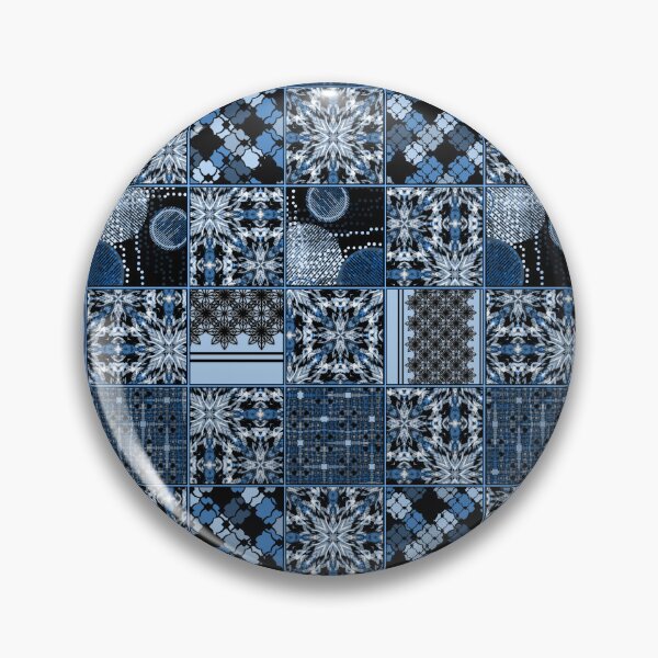 Item preview, Monochrome blue patchwork pattern. Classic rustic ornament. designed and sold by marinaklykva.