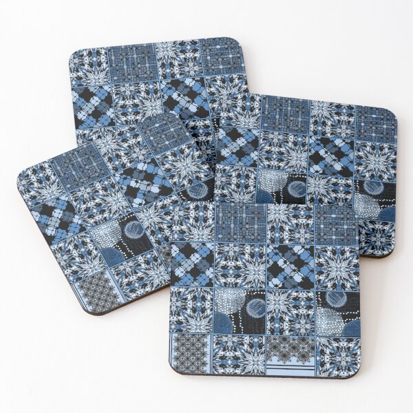 Item preview, Monochrome blue patchwork pattern. Classic rustic ornament. designed and sold by marinaklykva.