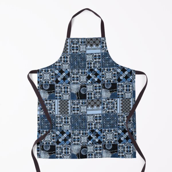 Item preview, Monochrome blue patchwork pattern. Classic rustic ornament. designed and sold by marinaklykva.