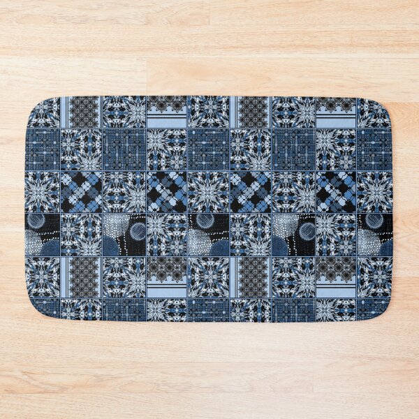 Item preview, Monochrome blue patchwork pattern. Classic rustic ornament. designed and sold by marinaklykva.